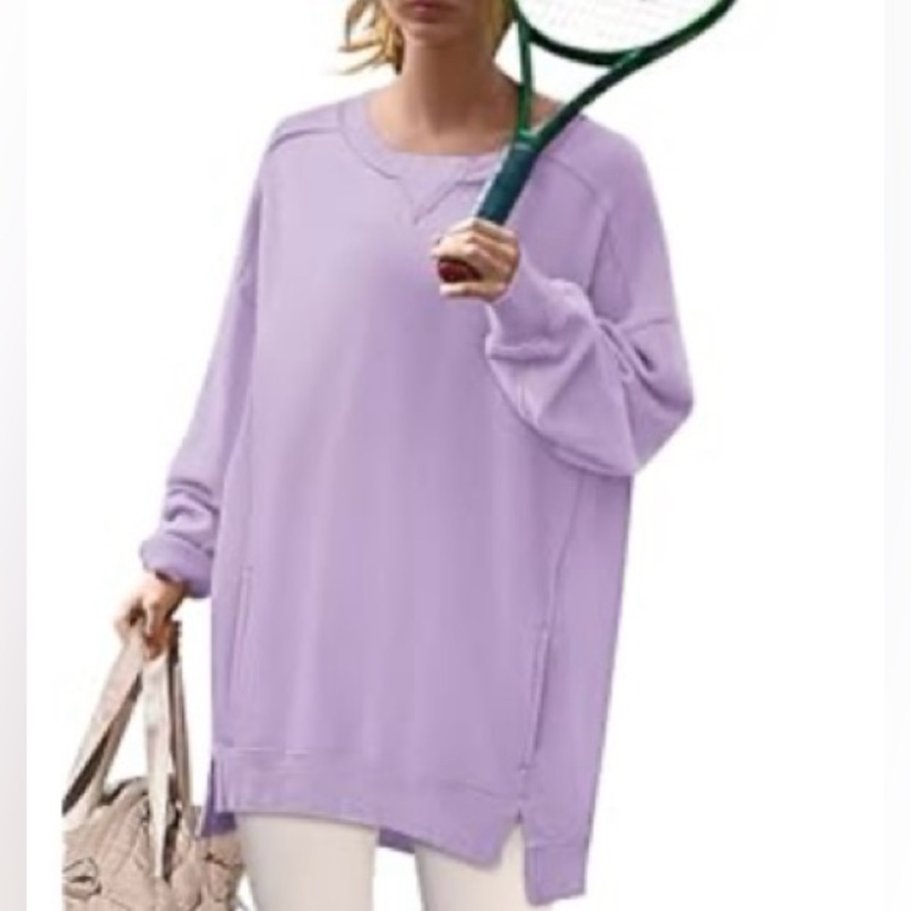 Women’s Oversized Crewneck Long Sleeve Pullover
Sweatshirt Top size S